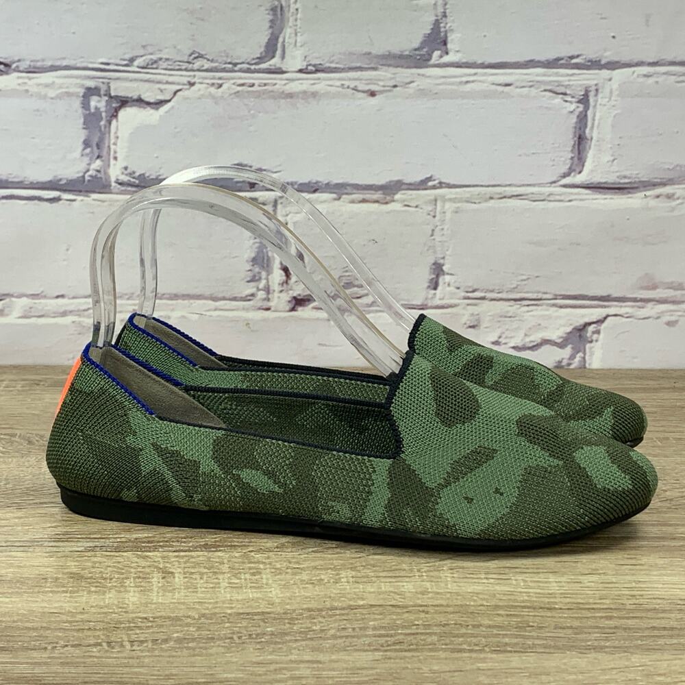 Rothy's The Loafer Olive Green Camo Slip On Shoes Women's Size 8 Flats Retired